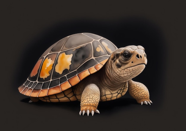 Turtle photo prepared in watercolor style