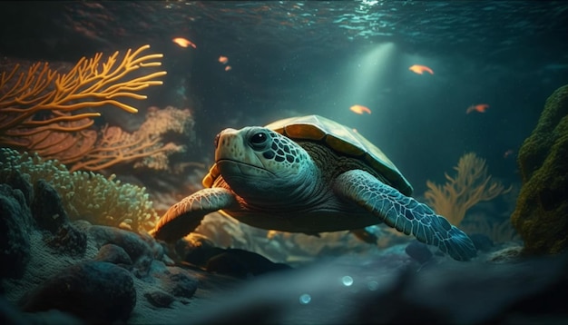 Turtle in sea