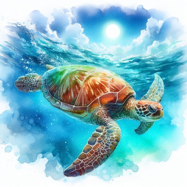 a turtle in the sea