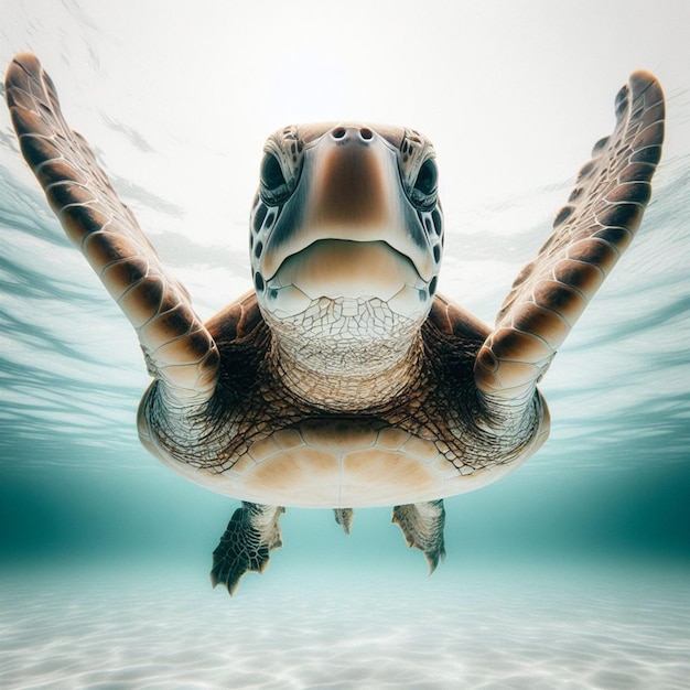 a turtle in the sea