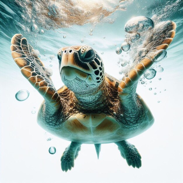 a turtle in the sea