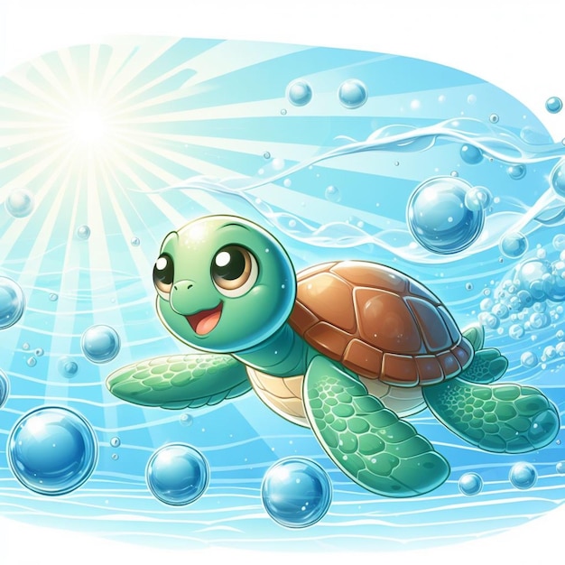 a turtle in the sea