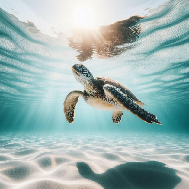 a turtle in the sea