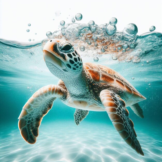 a turtle in the sea