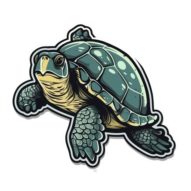 Photo turtle sticker isolate ai generated