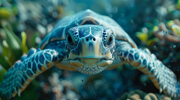 Foto tartaruga che nuota in mare vita marina sottomarina
