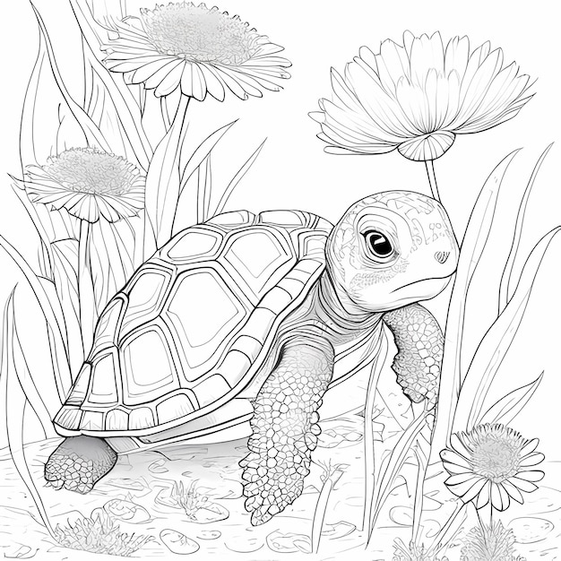 Photo turtle tales adorable coloring book for kids