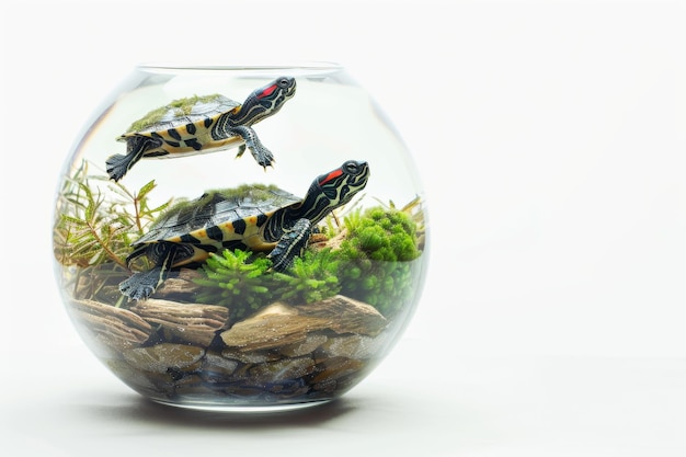 Photo turtle tank on white background