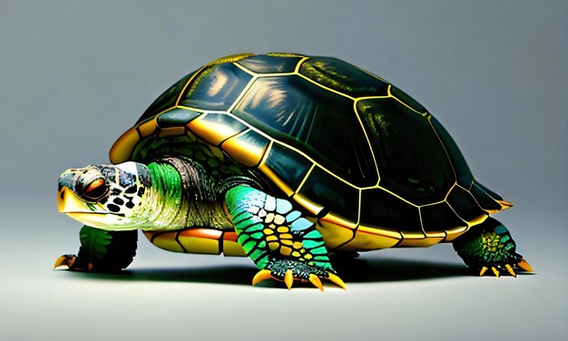 Photo turtle in a turtle shell