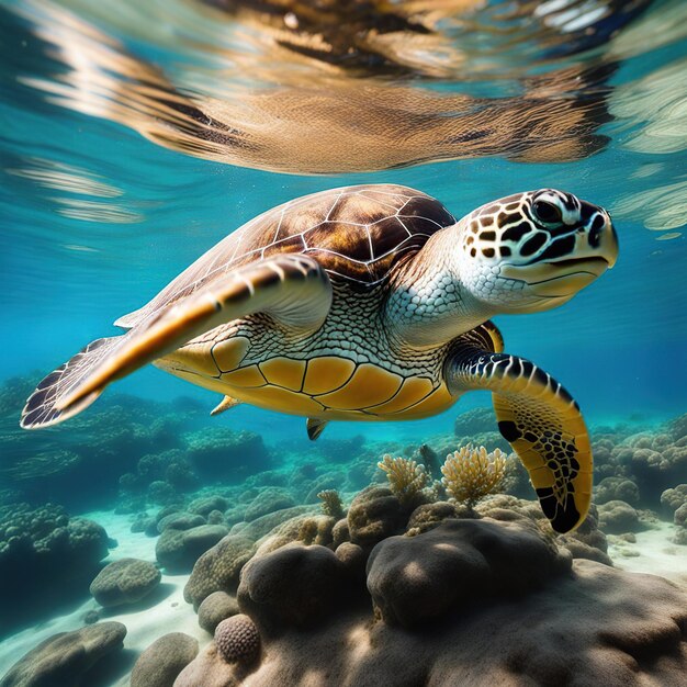 Turtle in under water water