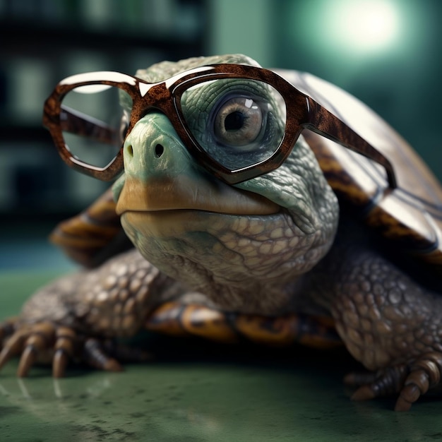 Turtle wearing glasses Generative AI