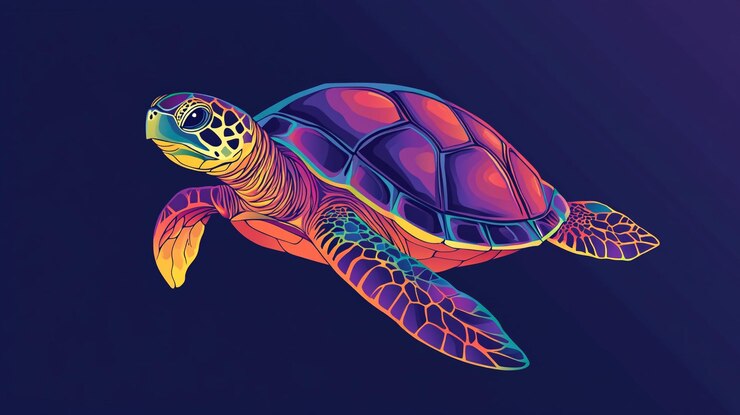 Photo a turtle with colorful patterns on its back