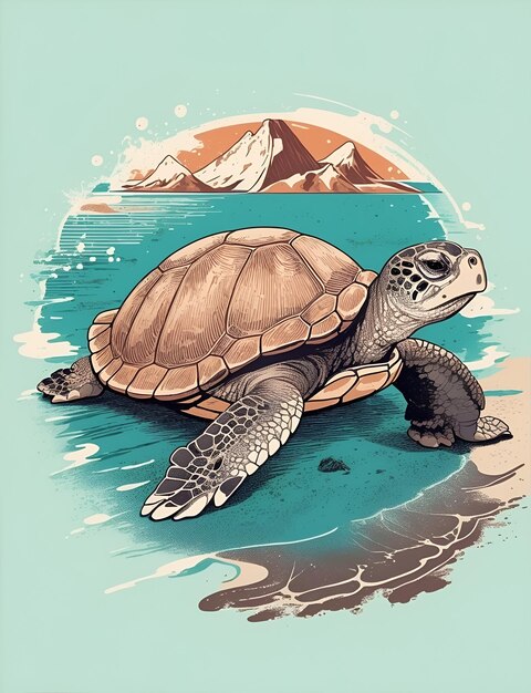 Turtle with A detailed illustration