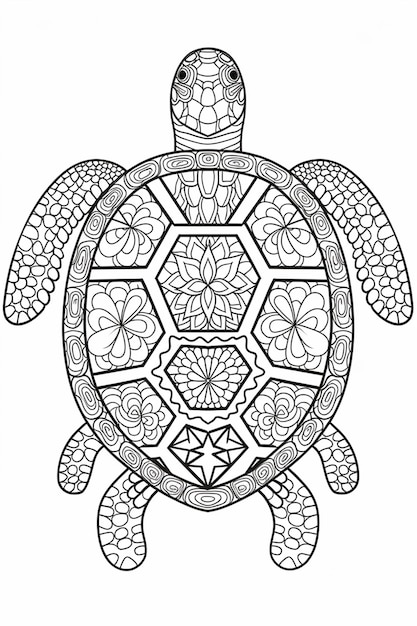 Photo a turtle with a flower pattern on its back generative ai