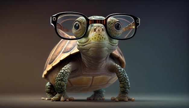 A turtle with glasses on it's face