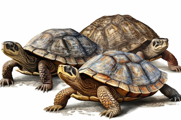Turtles isolated on white background Generated by AI