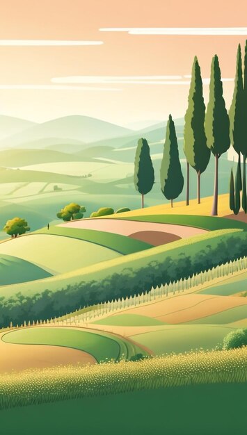 Tuscany Sunrise Golden Glow over Rolling Hills