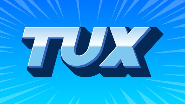 Tux 3D blauwe tekst