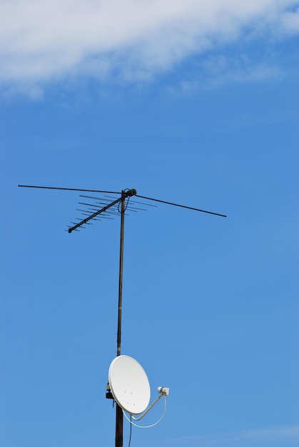 テレビアンテナと衛星アンテナ