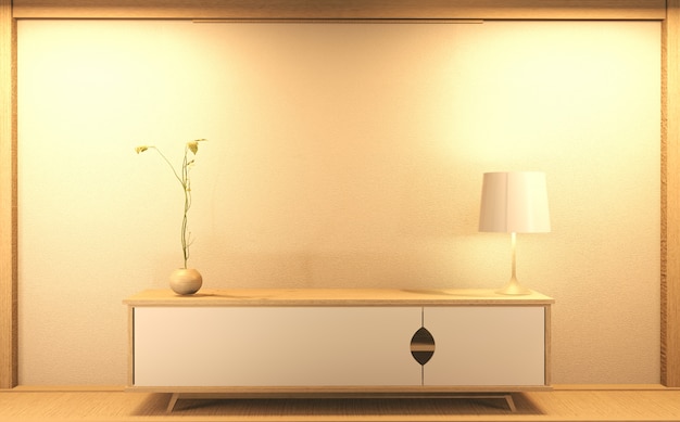 TV cabinet in a modern room, Zen blank, Japanese-style products