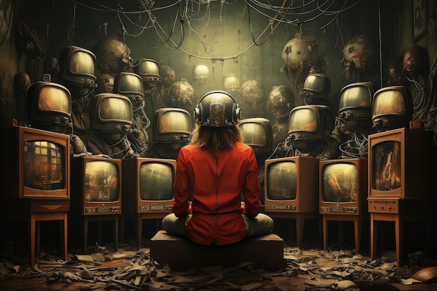 TV en Media Propaganda Concept extreme close-up Generatieve AI