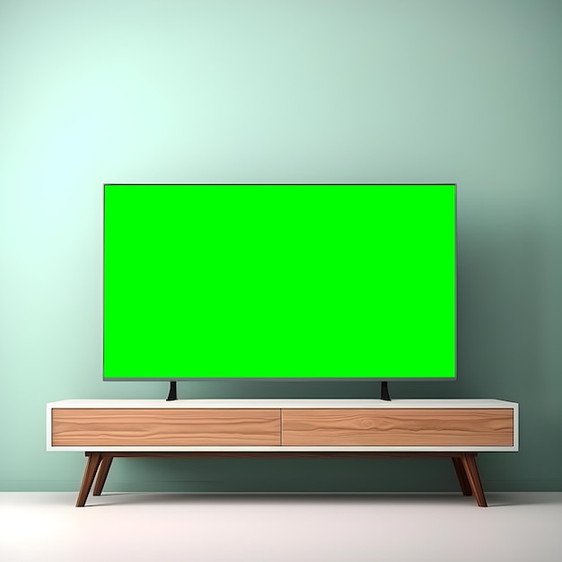 Photo tv green screen mockup for advertising