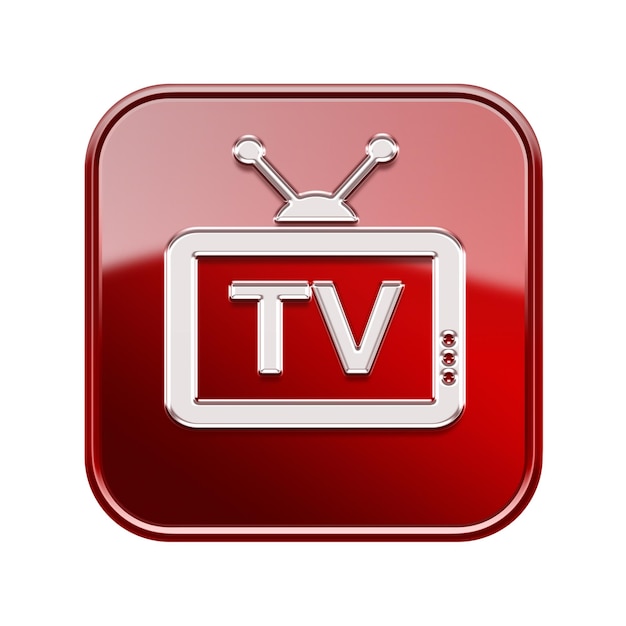 TV icon glossy red