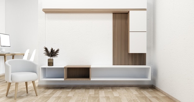 Tv-kast in moderne lege kamer Japanse zen-stijl minimale ontwerpen