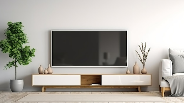 Photo tv mockup in contemporary room