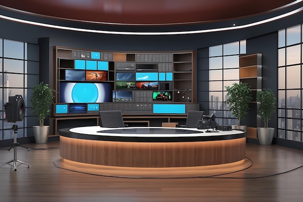 Tv of kabel nieuw netwerk live studio-opstelling TV-studioset Met de hand bewerkte generatieve AI