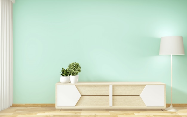 TV-plank in mint kamer moderne tropische stijl - lege kamer interieur -