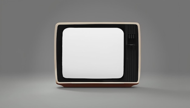 TV retro old vintage television with blank white screen against dark black color background