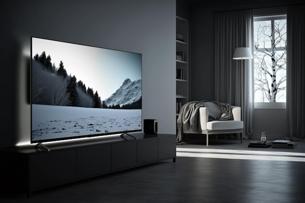 Tv in the room on the furniture Led Tv Television sometimes also called television is an electronic system for instantly reproducing images and audio Modern television with many technologies