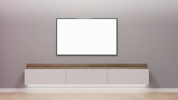 Tv-ruimte in een minimalistische 3d render