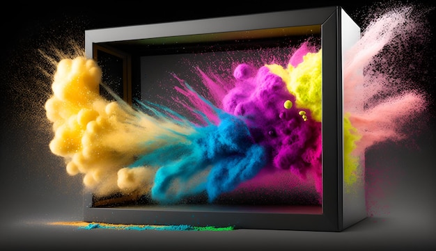 Photo a tv screen with a colorful explosion in the background.