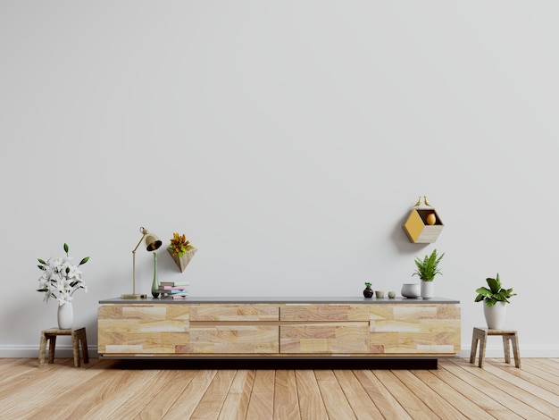 TV stand, TV cabinet in modern empty room,white wall.