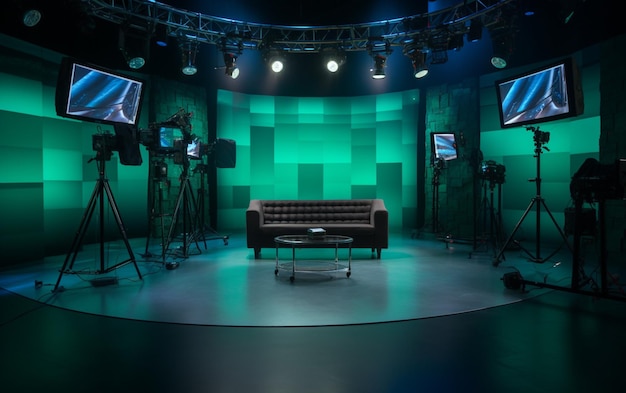 TV-studio met camera en verlichting