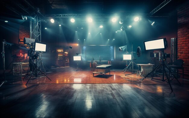 TV-studio met camera en verlichting