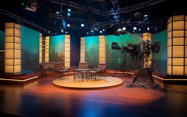 TV-studio met camera en verlichting