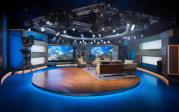 TV-studio met camera en verlichting