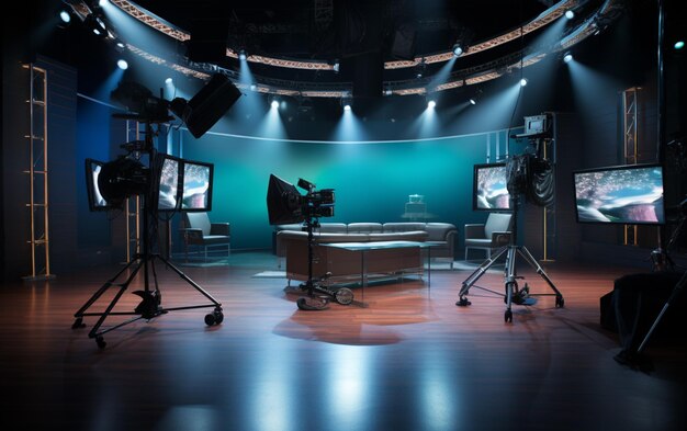 TV-studio met camera en verlichting