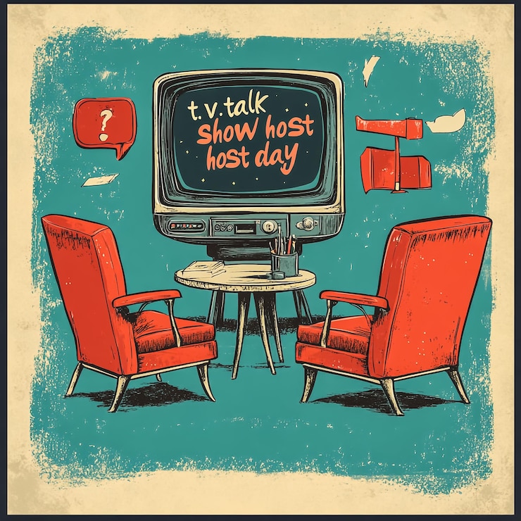 Photo tv talk show host day illustration