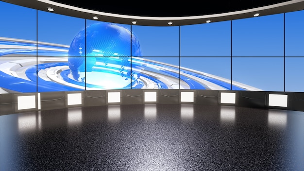 Foto tv on wall virtual news studio