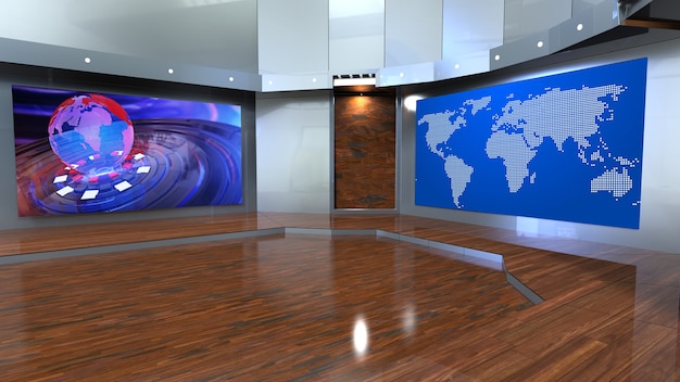 Foto tv on wall virtual news studio