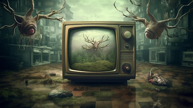 A tv with a deer on it