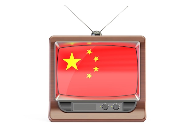 TV with flag of China Chinese Television concept 3D rendering