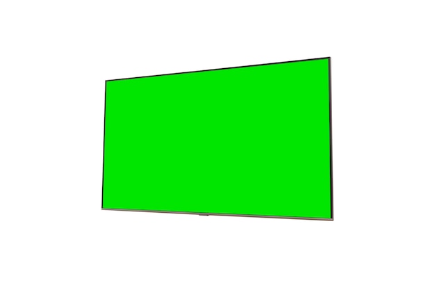 TV with green screen isolated on a white background Concept of technology connection