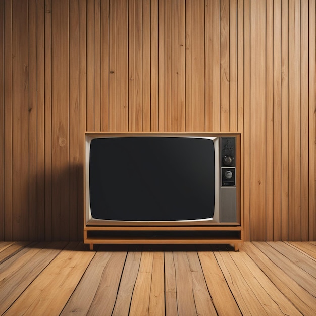 TV with wooden background