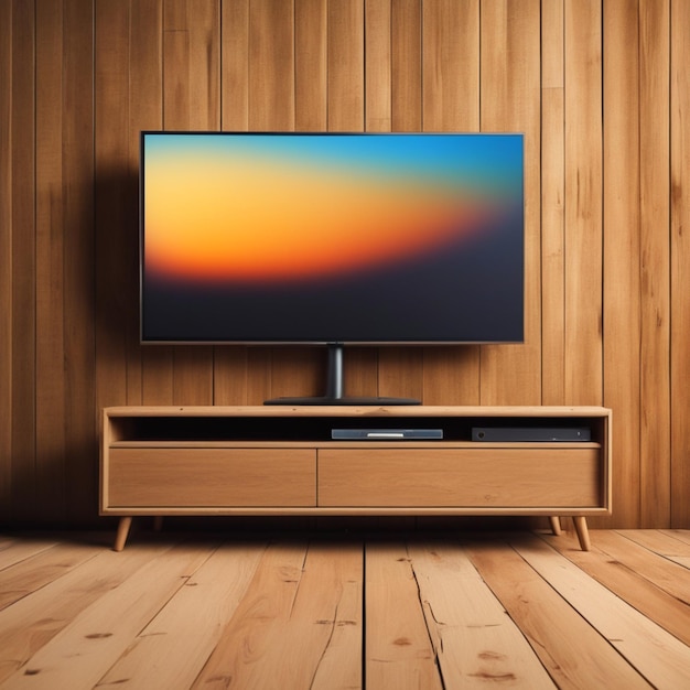 TV with wooden background