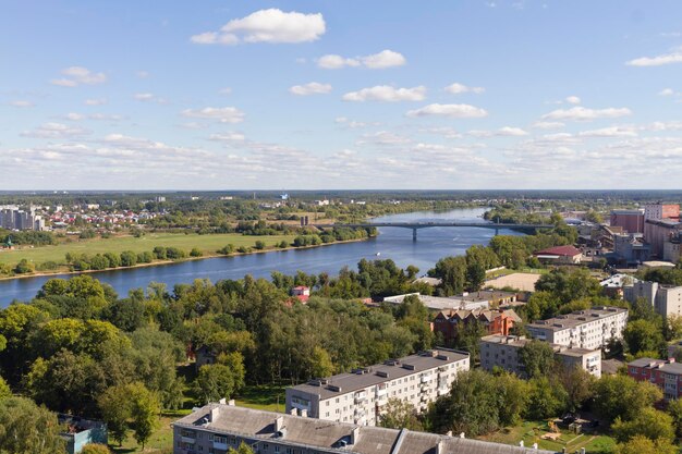 Tver and Volga landscape on sunny summer day